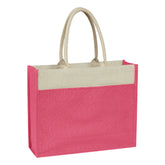 Bolsa de Mano de Yute con Bolsillo Delantero y Asas de Cuerda de Algodón